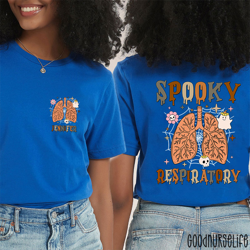 Personalized Spooky Respiratory's Halloween Lung Two Sided T-Shirt