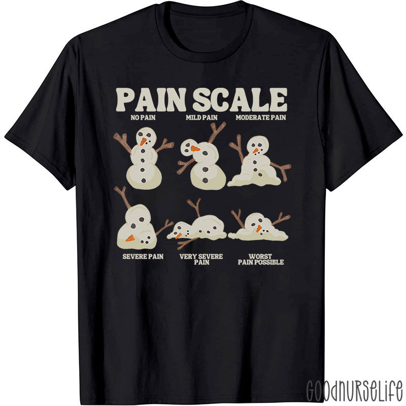 Snowman Pain Scale Festive Nurse T-Shirt