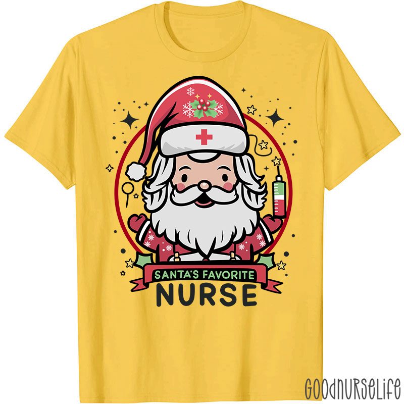 Santa's Favorite Nurse Christmas T-Shirt