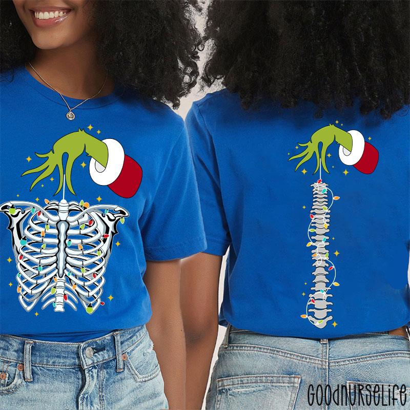 Hand With Festive Spine Lights Two Sided T-Shirt