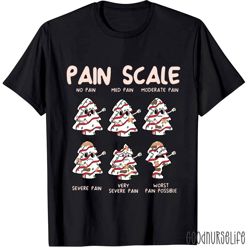 Funny Pain Scale Christmas Nurse T-shirt