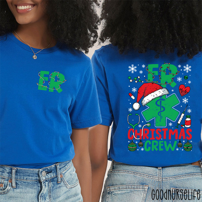 Festive Emergency Department Holiday Two Sided T-Shirt