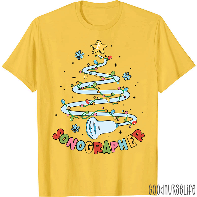 Sonographer Christmas Tree Nurse T-shirt