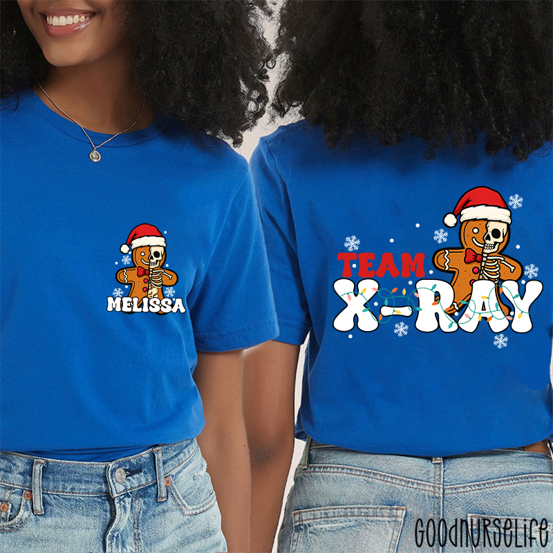 Personalized Skeleton Gingerbread Team X-Ray Two Sided T-Shirt