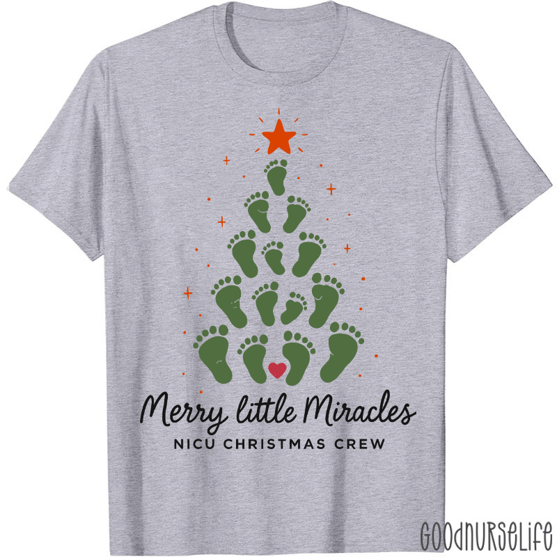 Merry Little Miracles Nicu Christmas Crew T-Shirt