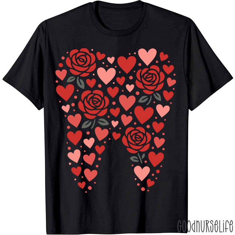 Valentine Rose Tooth Heart T-shirt