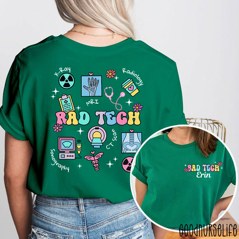 Personalized Radiology Tech Icon Radiology Two Sided T-Shirt