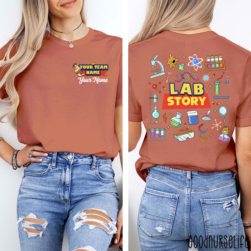 Personalized Name LAB Story Laboratory Stuffs Two Sided T-Shirt