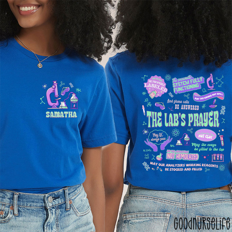 Personalized Name The Lab's Prayer Lab Tech Two Sided T-Shirt