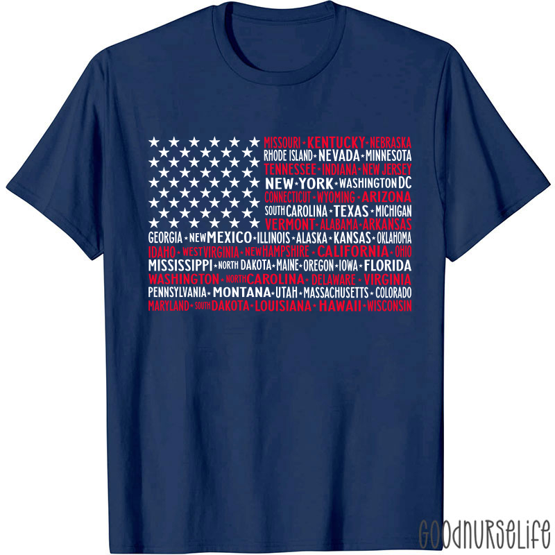 Vintage American Flag 4th Of July Nurse T-Shirt