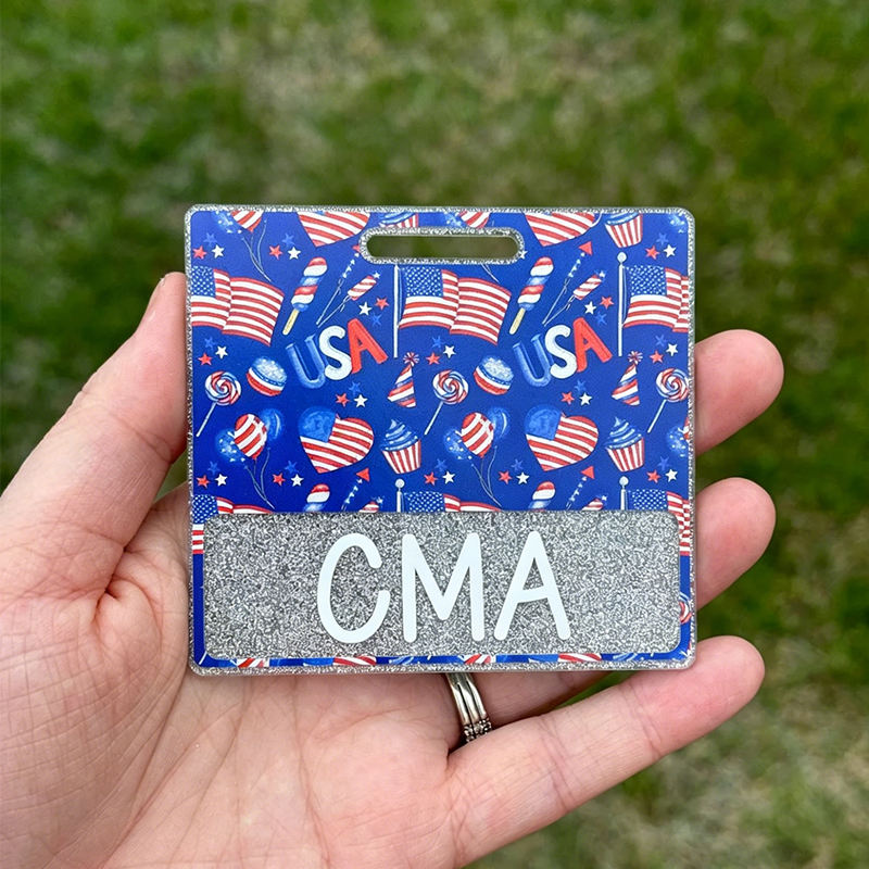 Personalized Corquette 4th Of July Printing Badge Buddy