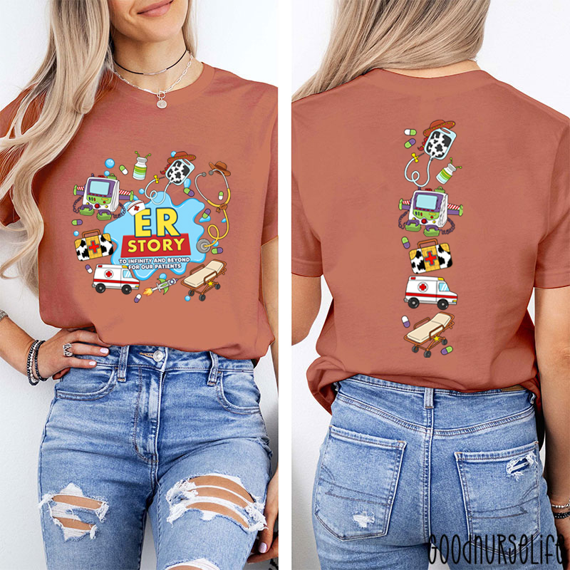 Medical Doodle Front And Back Nurse Two Sided T-Shirt