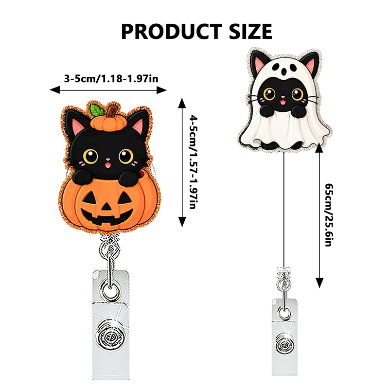 Halloween Cute Black Cat Nurse Badge Reel