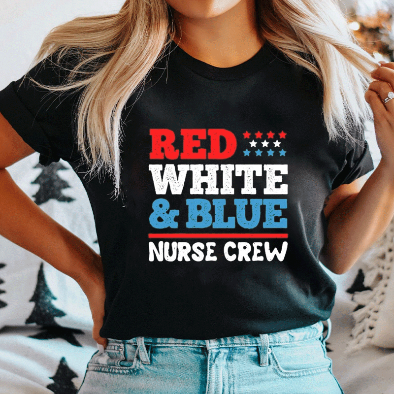 Red White Blue Nurse Crew Nurse  T-shirt
