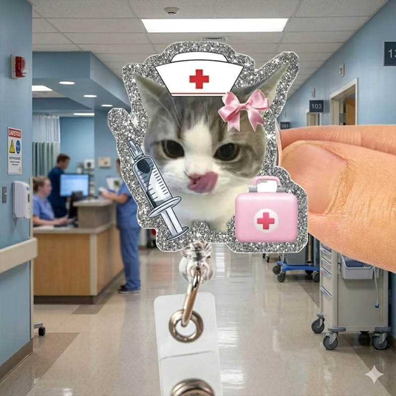 Cat Meme Nurse Badge Reel