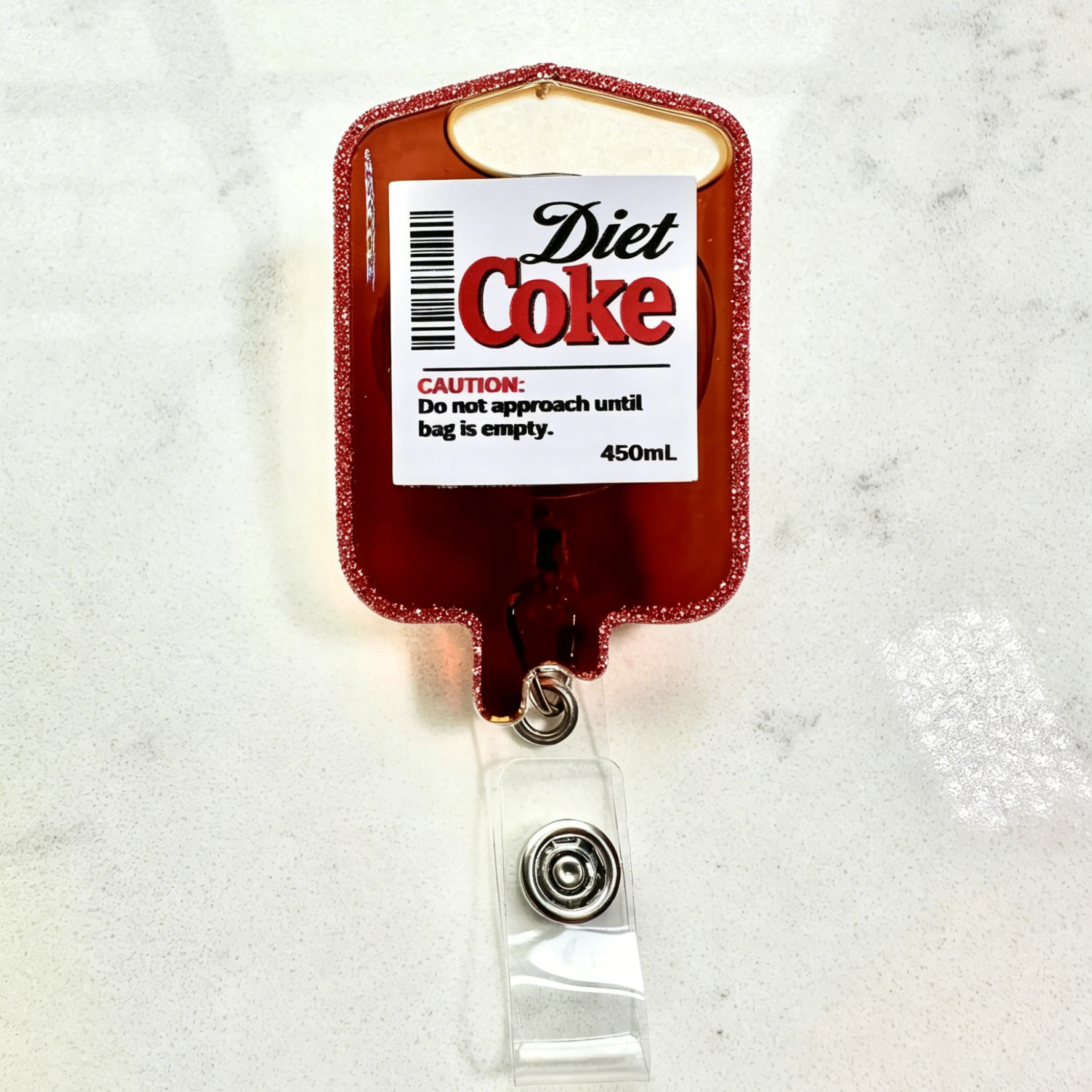 Diet Coke IV Bag Nurse Badge Reel