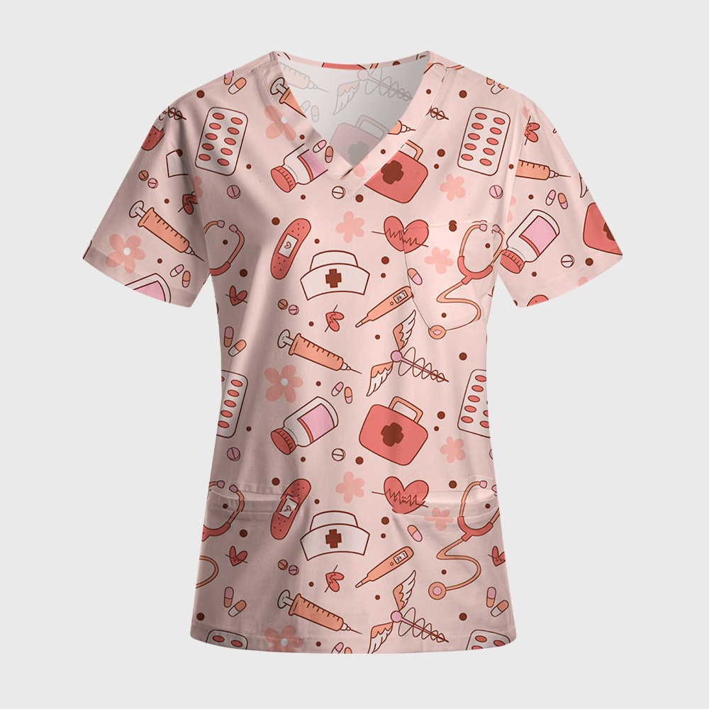 Cute Equipment Nurse Antimicrobial Scrubs Sets