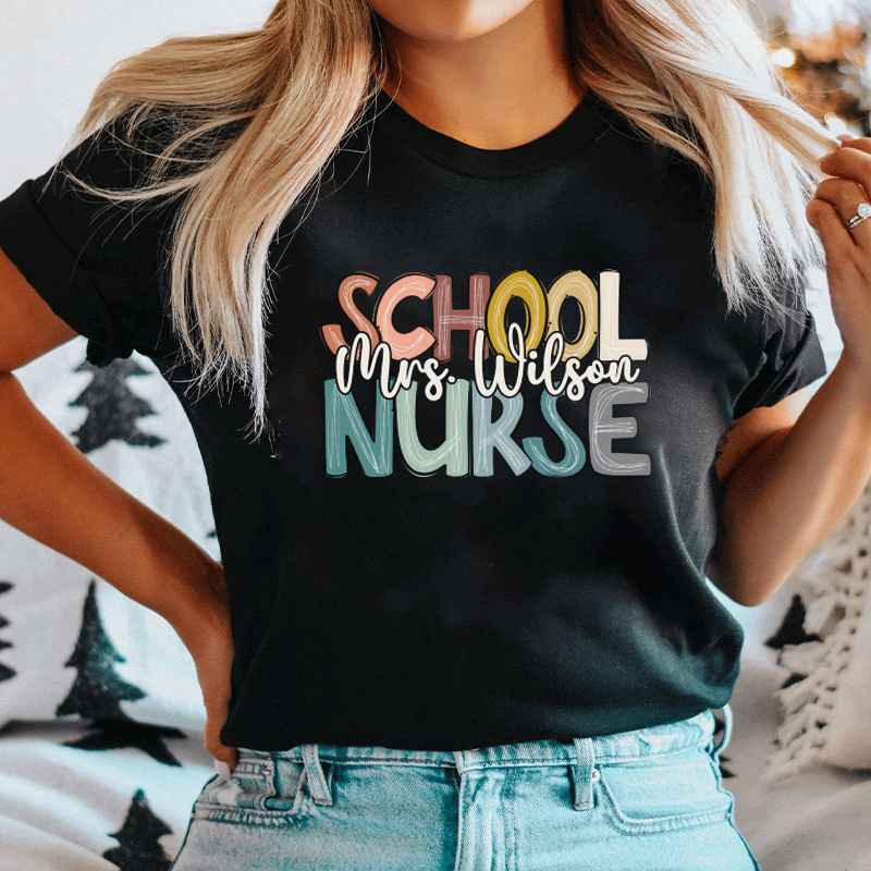 Personalized School Nurse Name Nurse  T-shirt
