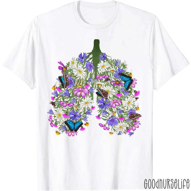Respiratory Therapist Floral Lung T-Shirt
