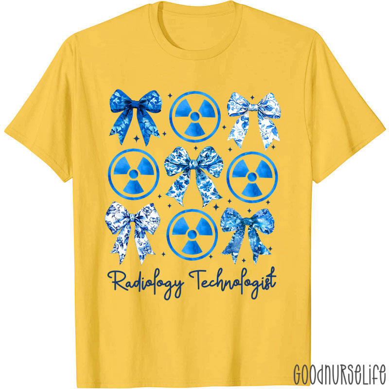 Blue Coquette Bow Radiology Technologist Nurse T-Shirt