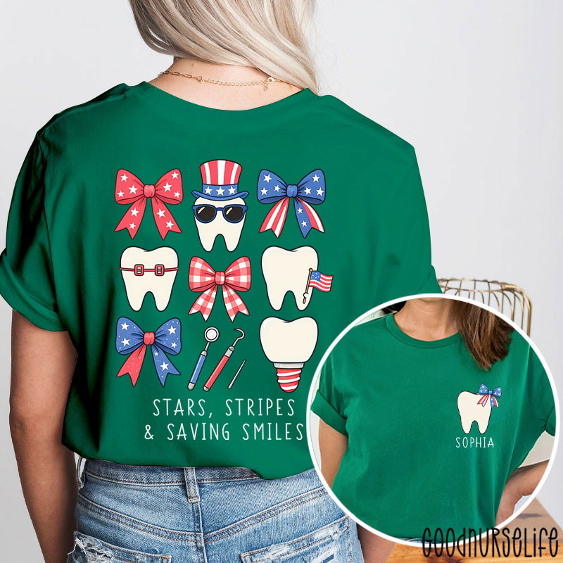 Personalized Stars Stripes & Saving Smiles Two Sided T-Shirt