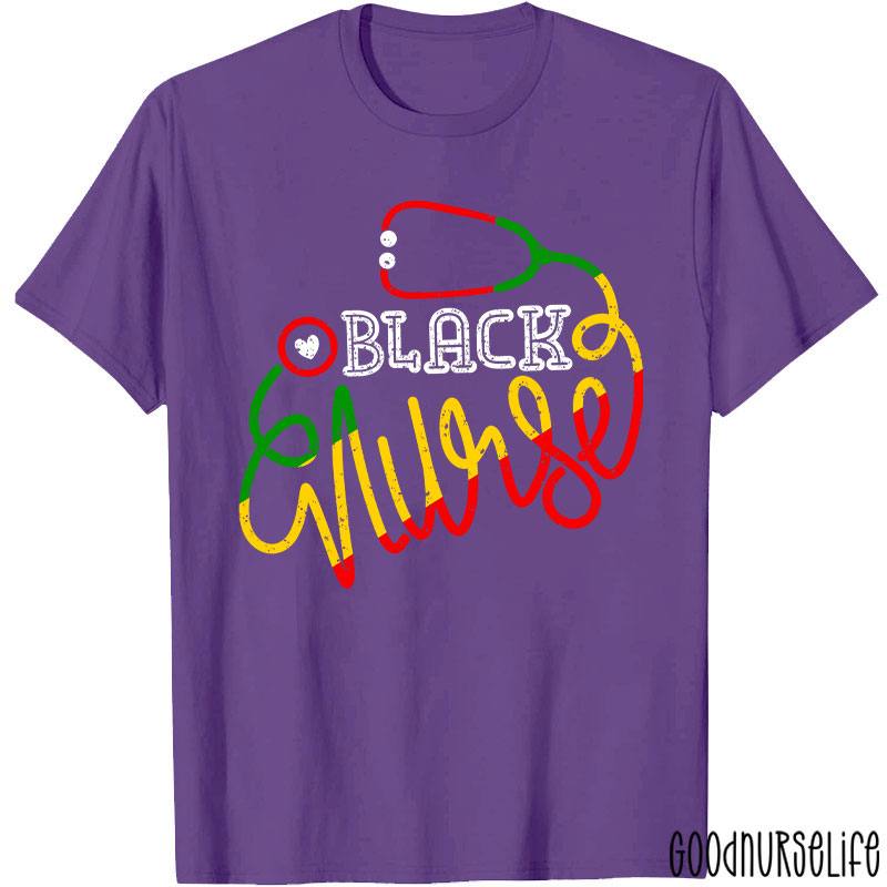 Stethocope Black Nurse T-Shirt