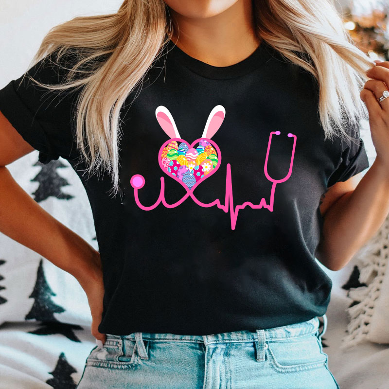 Easter Egg Heartbeat Stethoscope Nurse T-Shirt