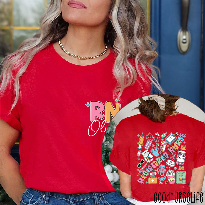 Personalized Name Registered Nurse Two Sided T-Shirt