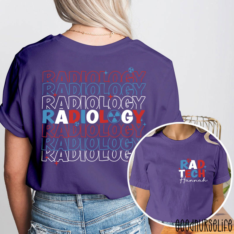 Personalized 4th July Rad Tech Radiology Technologist Two Sided T-Shirt