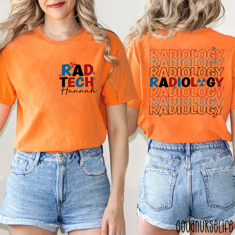 Personalized 4th July Rad Tech Radiology Technologist Two Sided T-Shirt