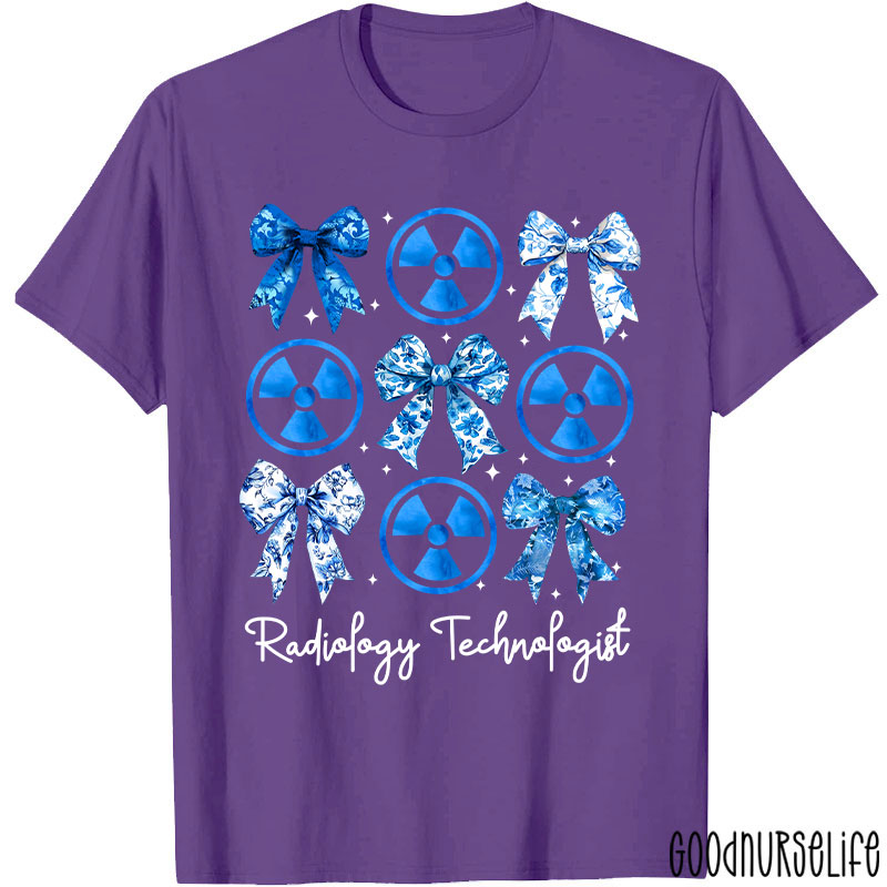Blue Coquette Bow Radiology Technologist Nurse T-Shirt
