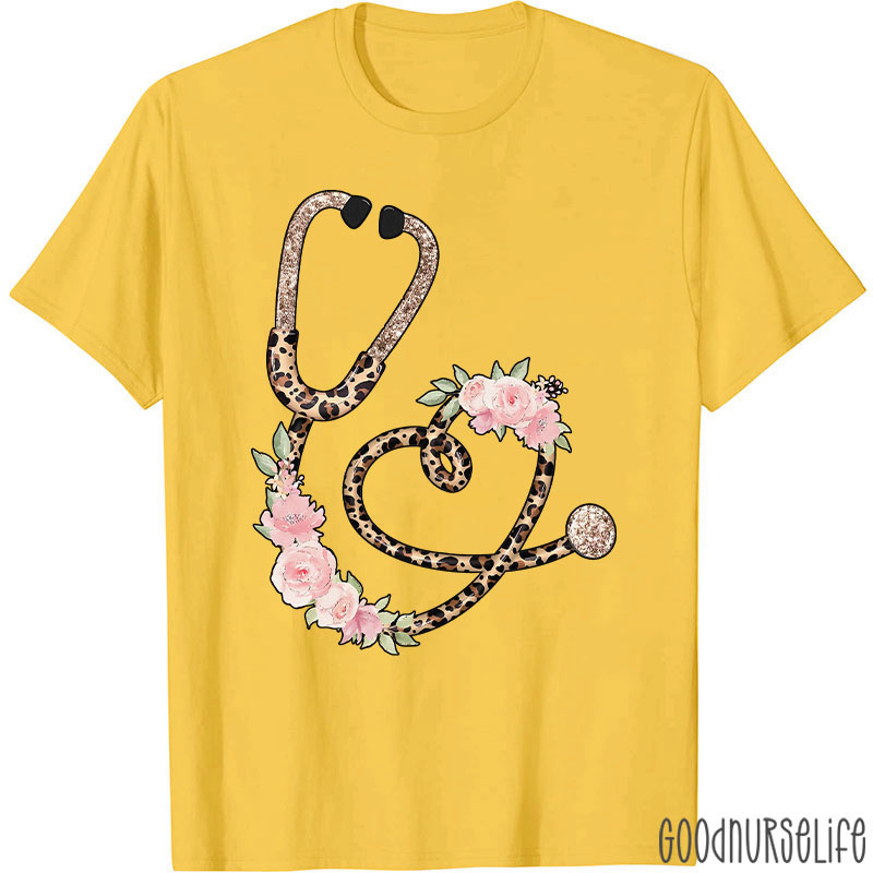 Nurse Leopard Stethoscope Nurse T-Shirt