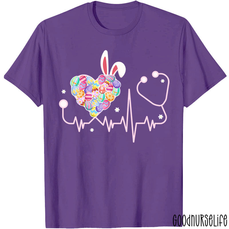 Easter Heart Bunny Stethoscope Nurse T-Shirt