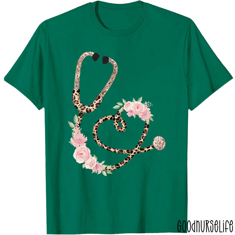 Nurse Leopard Stethoscope Nurse T-Shirt