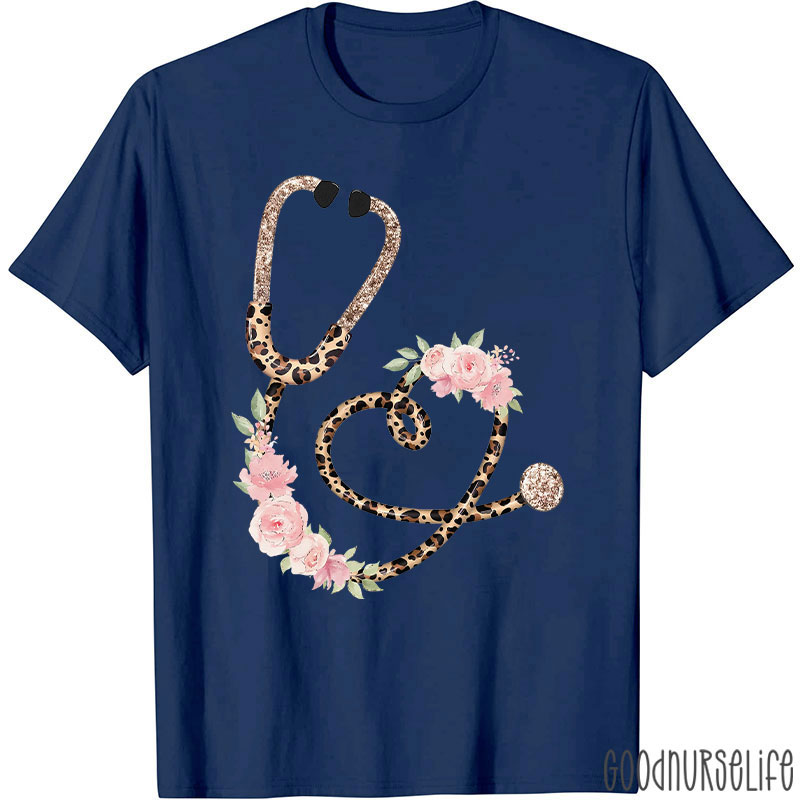 Nurse Leopard Stethoscope Nurse T-Shirt