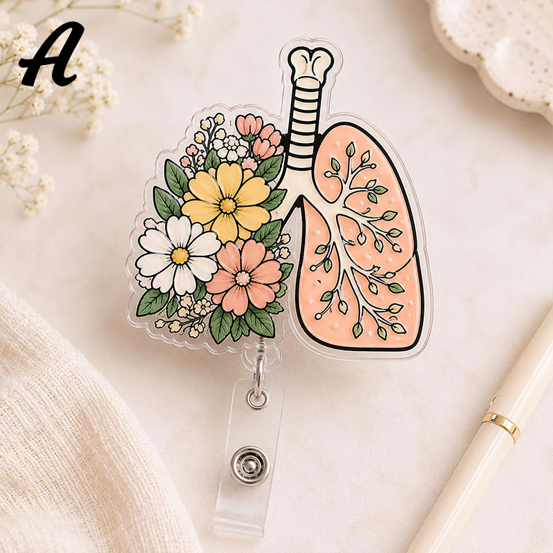 Floral Human Organ Nurse Badge Reel