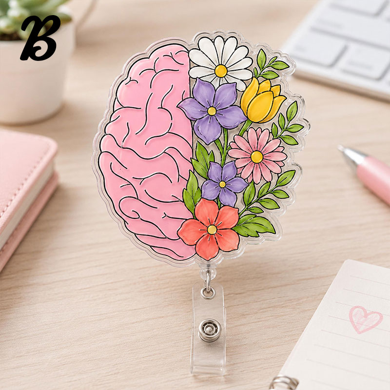 Floral Human Organ Nurse Badge Reel