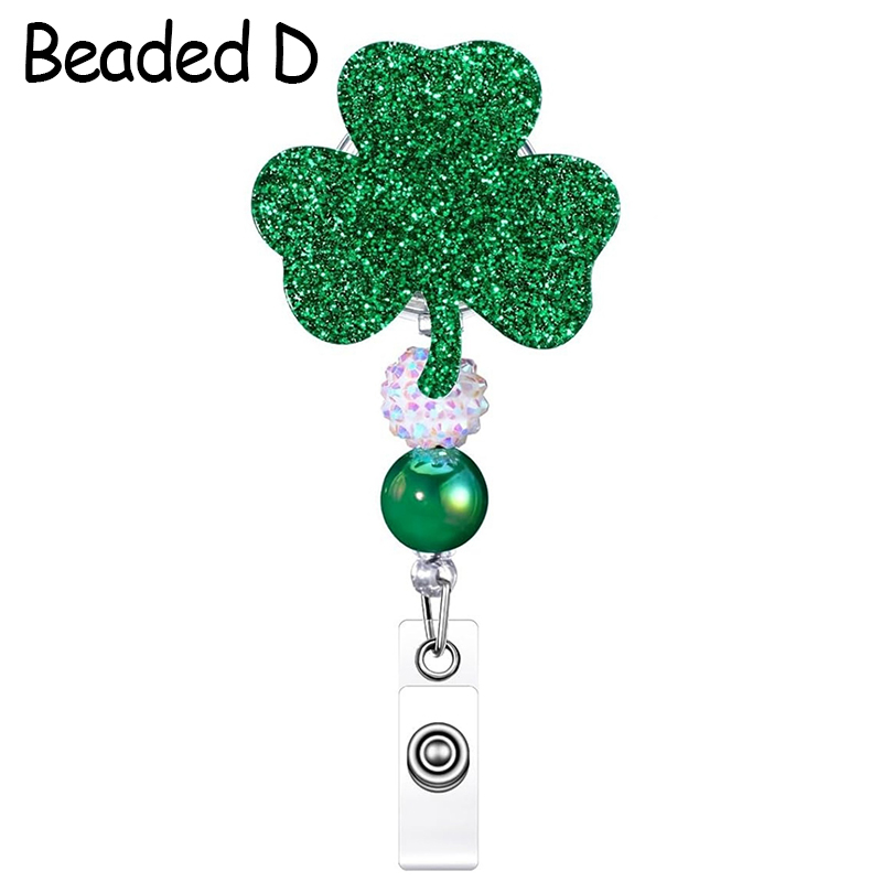 Glitter St. Patrick's Day Nurse Badge Reel