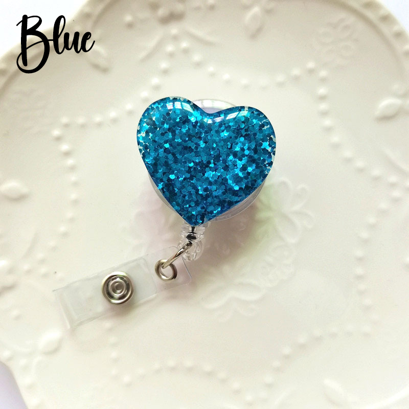 Glitter Heart Nurse Badge Reel