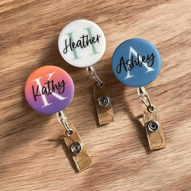 Personalized Name Colorful Background Nurse Badge Reel