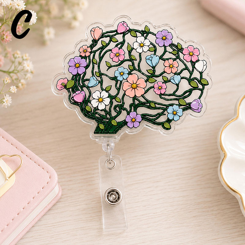 Floral Human Organ Nurse Badge Reel