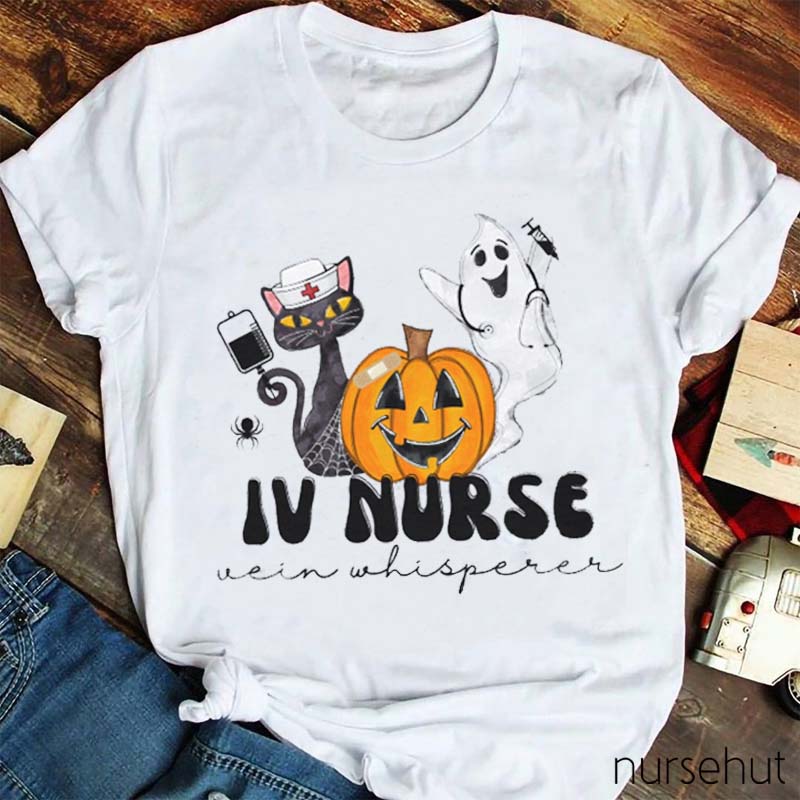 Cat Ghost Pumkin Nurse T-Shirt
