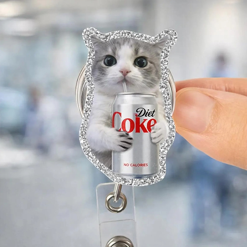 Cat Diet Coke Nurse Badge Reel