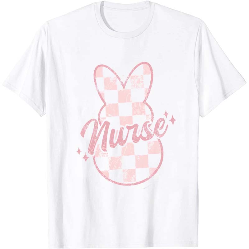 Checker Bunny Easter Nurse T-Shirt
