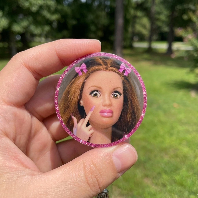 Cringe Doll WTF Nurse Badge Reel