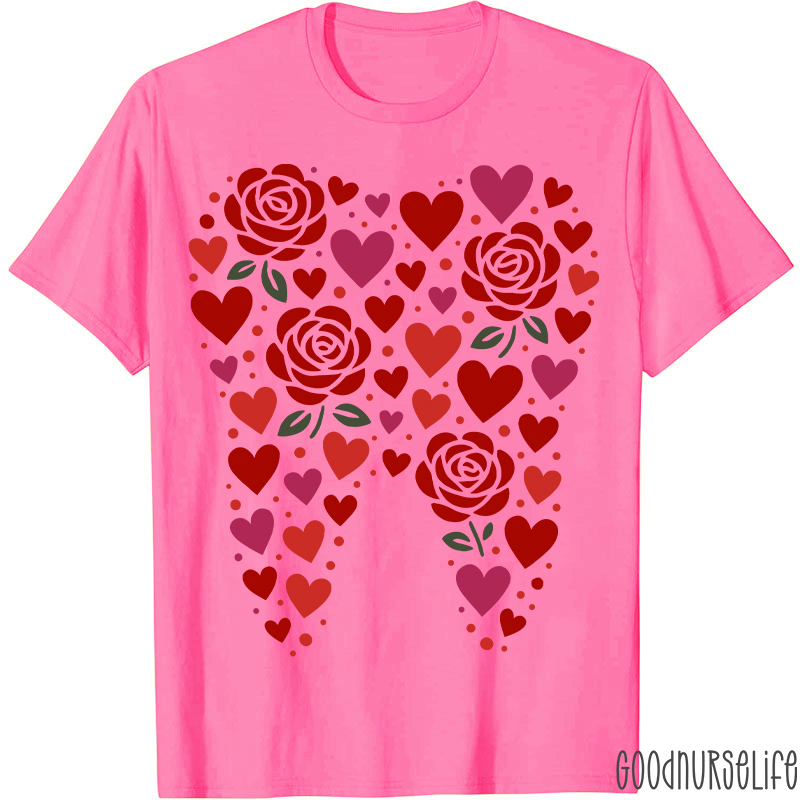 Valentine Rose Tooth Heart T-shirt