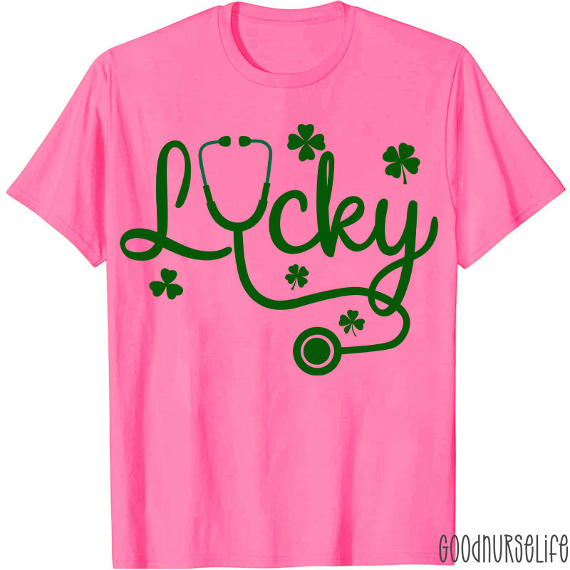 Lucky Stethoscope Four Leaf Clover Nurse T-Shirt