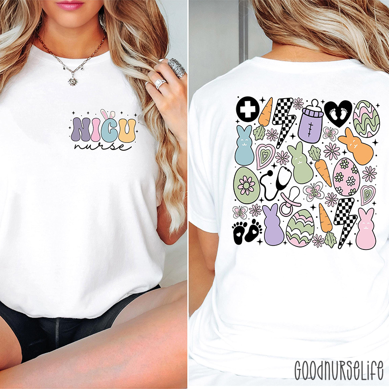 Cute Bunny NICU Nurse Two Sided T-Shirt
