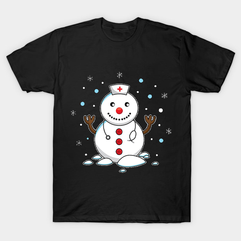 Cute Christmas Snowman Nurse T-Shirt