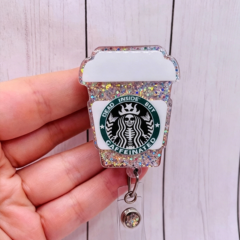 Dead Inside But Caffeinated Retractable Nurse Badge Reel